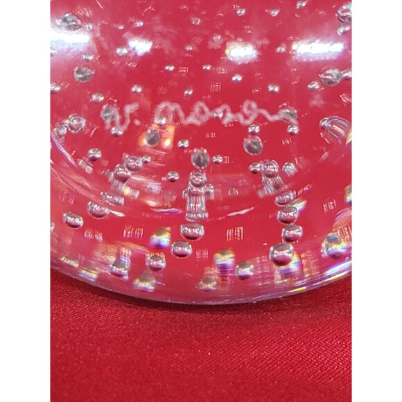 Air Bubble Murano Ball Paperweight Signed Round Clear Glass Sphere Globe Italy - Picture 6 of 10
